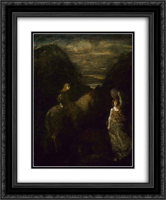 King Cophetua and the Beggar Maid 20x24 Black Ornate Wood Framed Art Print Poster with Double Matting by Pinkham Ryder, Albert