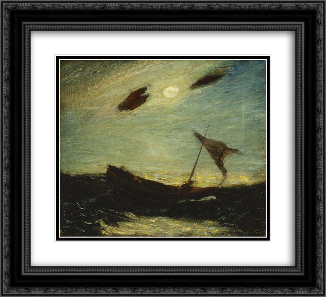 Moonlight 22x20 Black Ornate Wood Framed Art Print Poster with Double Matting by Pinkham Ryder, Albert