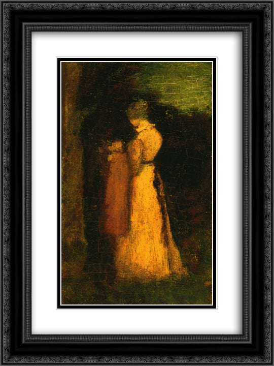 Mother and Child 18x24 Black Ornate Wood Framed Art Print Poster with Double Matting by Pinkham Ryder, Albert