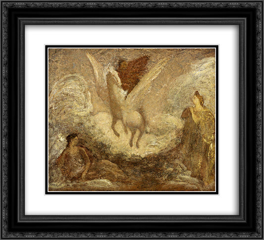 Pegasus Departing 22x20 Black Ornate Wood Framed Art Print Poster with Double Matting by Pinkham Ryder, Albert