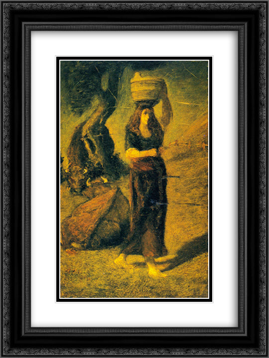 Perrette 18x24 Black Ornate Wood Framed Art Print Poster with Double Matting by Pinkham Ryder, Albert