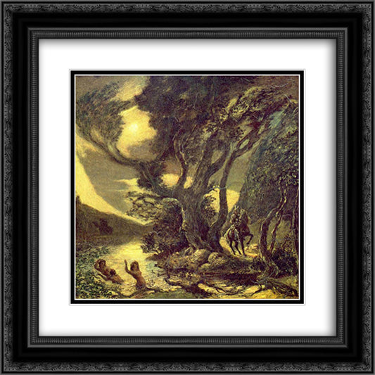 Siegfried and the Rhine Maidens 20x20 Black Ornate Wood Framed Art Print Poster with Double Matting by Pinkham Ryder, Albert