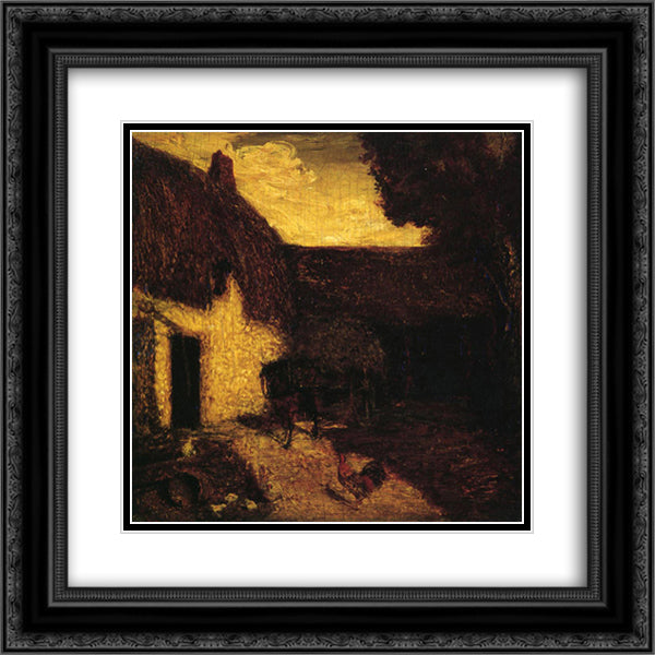 The Barnyard 20x20 Black Ornate Wood Framed Art Print Poster with Double Matting by Pinkham Ryder, Albert