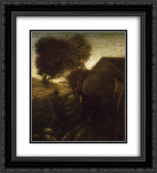 The Farmyard 20x22 Black Ornate Wood Framed Art Print Poster with Double Matting by Pinkham Ryder, Albert