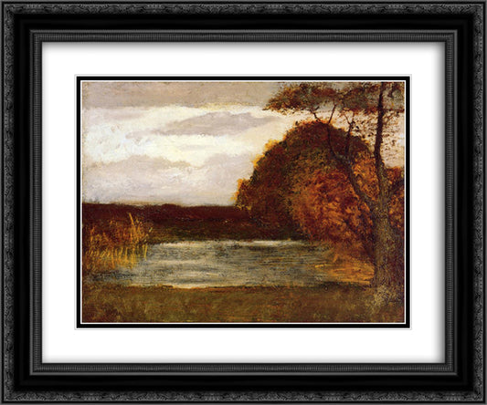 The Pond 24x20 Black Ornate Wood Framed Art Print Poster with Double Matting by Pinkham Ryder, Albert