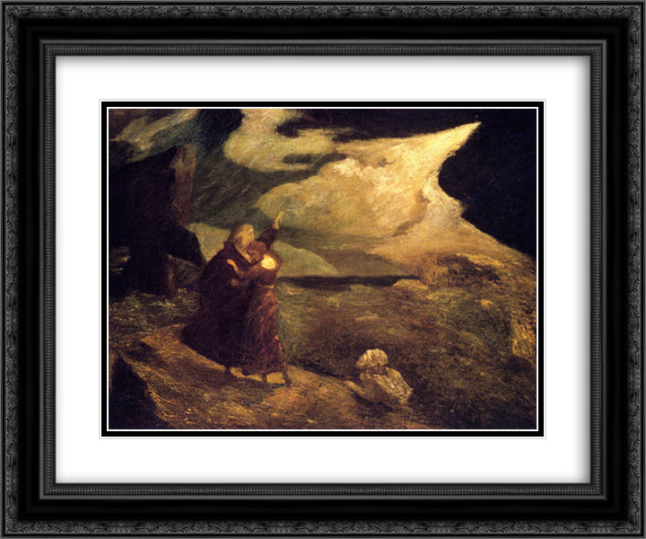 The Tempest 24x20 Black Ornate Wood Framed Art Print Poster with Double Matting by Pinkham Ryder, Albert