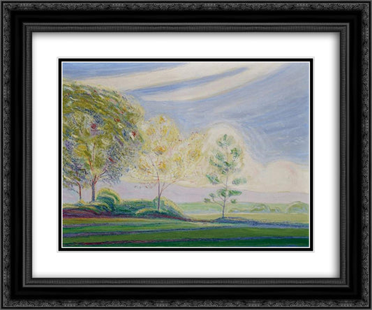 Dream Landscape with a Group of Trees 24x20 Black Ornate Wood Framed Art Print Poster with Double Matting by Trachsel, Albert