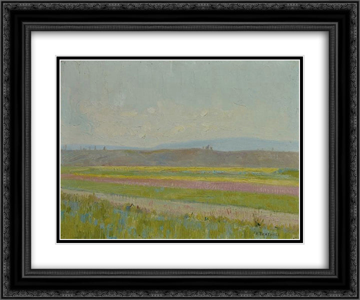 Spring Landscape 24x20 Black Ornate Wood Framed Art Print Poster with Double Matting by Trachsel, Albert