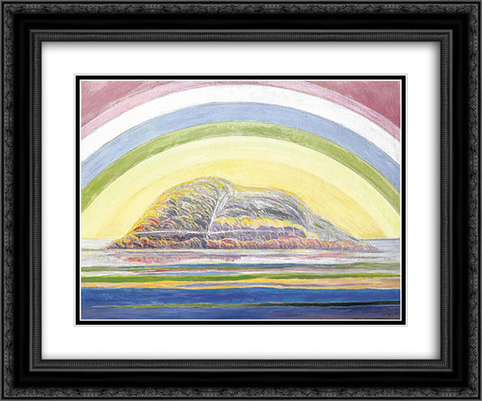 The Island of Blossoming Trees 24x20 Black Ornate Wood Framed Art Print Poster with Double Matting by Trachsel, Albert