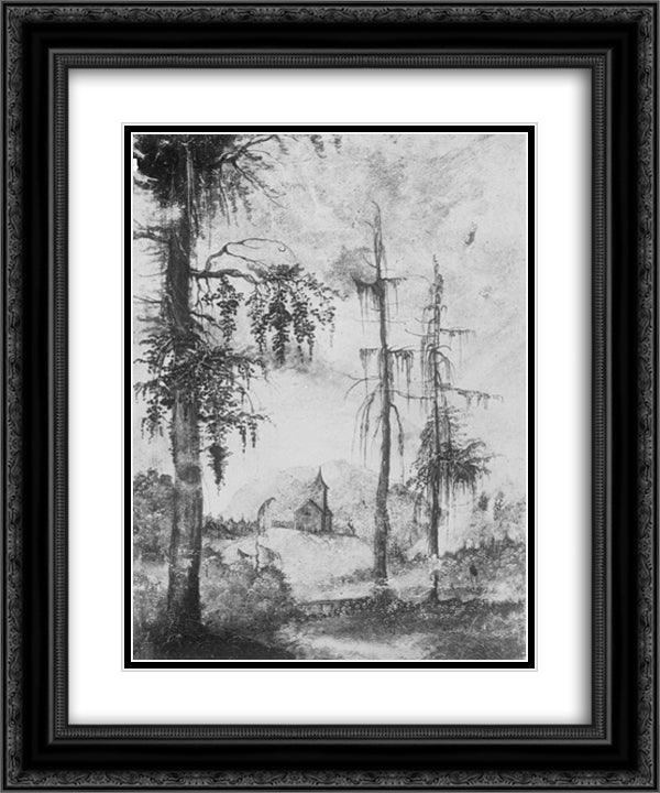 Alpine Landscape with Church 20x24 Black Ornate Wood Framed Art Print Poster with Double Matting by Altdorfer, Albrecht