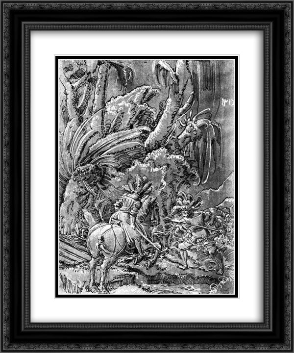 Battle between knights and mercenary 20x24 Black Ornate Wood Framed Art Print Poster with Double Matting by Altdorfer, Albrecht
