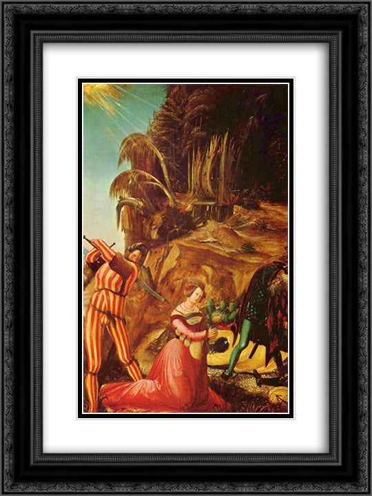 Beheading of St. Catherine 18x24 Black Ornate Wood Framed Art Print Poster with Double Matting by Altdorfer, Albrecht