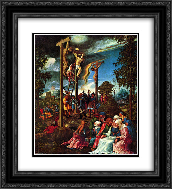 Calvary 20x22 Black Ornate Wood Framed Art Print Poster with Double Matting by Altdorfer, Albrecht