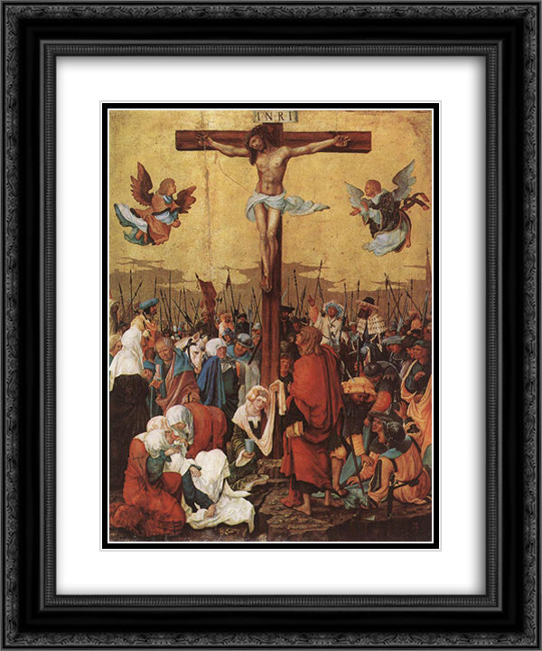 Christ on the Cross 20x24 Black Ornate Wood Framed Art Print Poster with Double Matting by Altdorfer, Albrecht