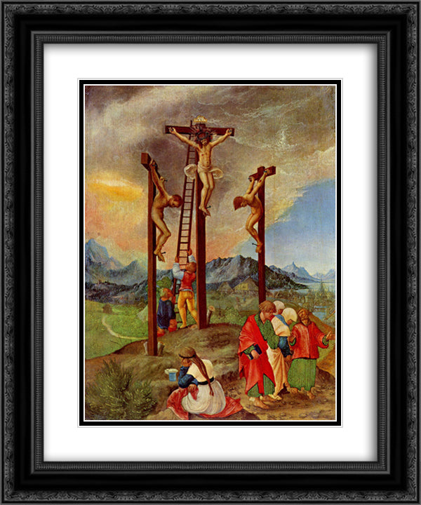 Crucifixion 20x24 Black Ornate Wood Framed Art Print Poster with Double Matting by Altdorfer, Albrecht