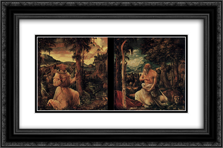 Diptych 24x16 Black Ornate Wood Framed Art Print Poster with Double Matting by Altdorfer, Albrecht