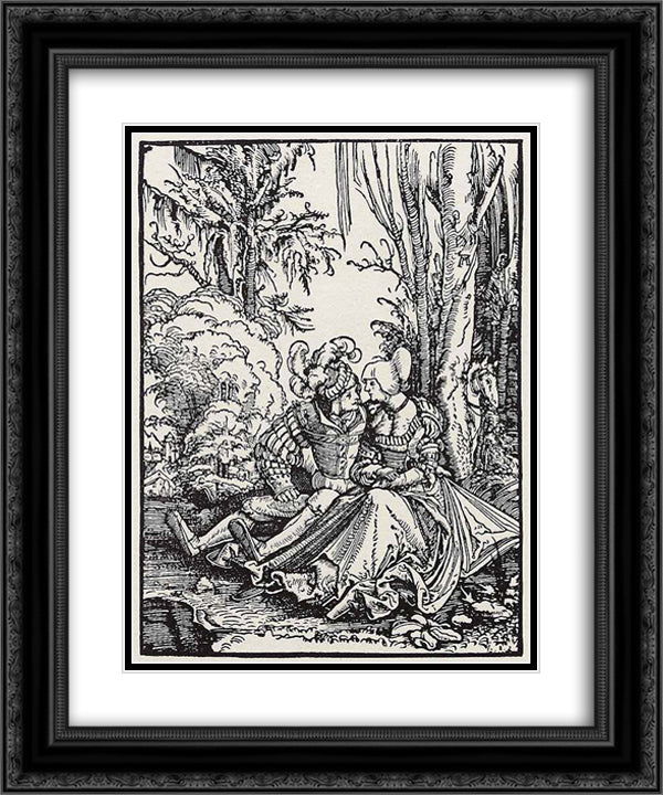Lovers 20x24 Black Ornate Wood Framed Art Print Poster with Double Matting by Altdorfer, Albrecht