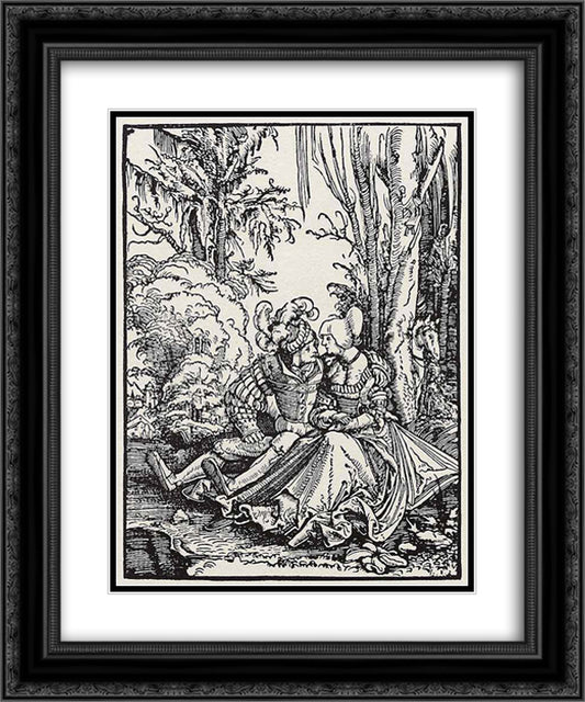 Lovers 20x24 Black Ornate Wood Framed Art Print Poster with Double Matting by Altdorfer, Albrecht