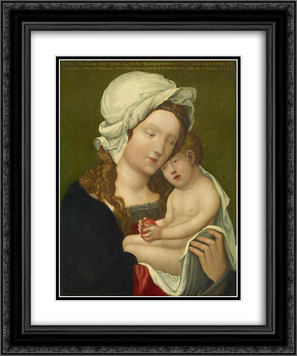 Mary with child 20x24 Black Ornate Wood Framed Art Print Poster with Double Matting by Altdorfer, Albrecht