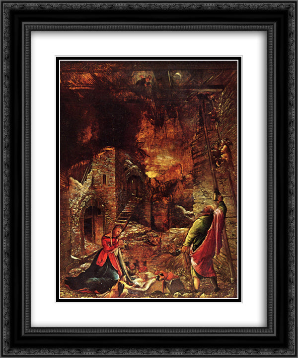 Nativity 20x24 Black Ornate Wood Framed Art Print Poster with Double Matting by Altdorfer, Albrecht