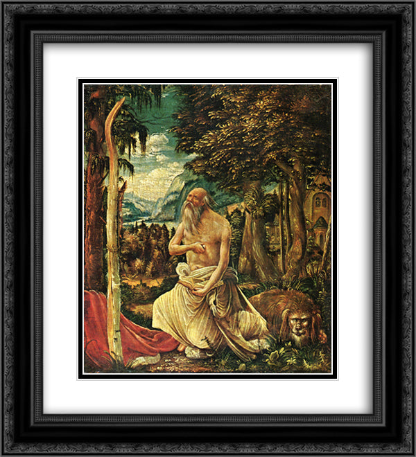 Penitent St. Jerome 20x22 Black Ornate Wood Framed Art Print Poster with Double Matting by Altdorfer, Albrecht