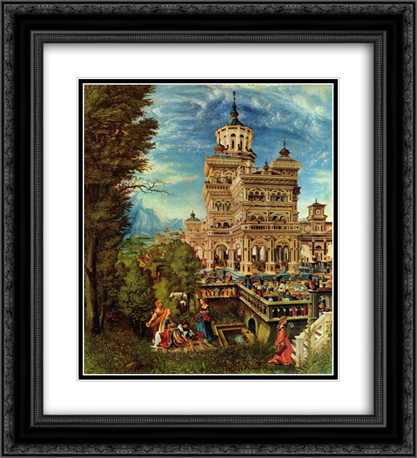 Susanna in the Bath 20x22 Black Ornate Wood Framed Art Print Poster with Double Matting by Altdorfer, Albrecht