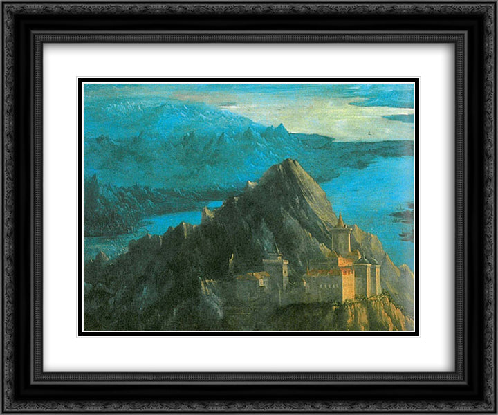 The battle of Issus(fragment) 24x20 Black Ornate Wood Framed Art Print Poster with Double Matting by Altdorfer, Albrecht