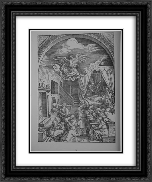 A Life of the Virgin 20x24 Black Ornate Wood Framed Art Print Poster with Double Matting by Durer, Albrecht