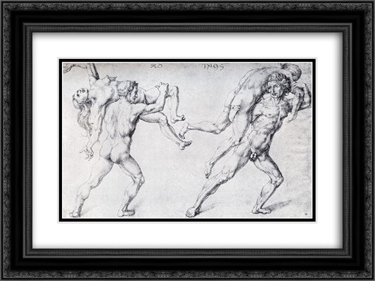 Abduction Of A Woman (Rape Of The Sabine Women) 24x18 Black Ornate Wood Framed Art Print Poster with Double Matting by Durer, Albrecht