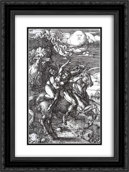 Abduction of Proserpine on a Unicorn  18x24 Black Ornate Wood Framed Art Print Poster with Double Matting by Durer, Albrecht