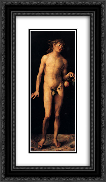 Adam 14x24 Black Ornate Wood Framed Art Print Poster with Double Matting by Durer, Albrecht