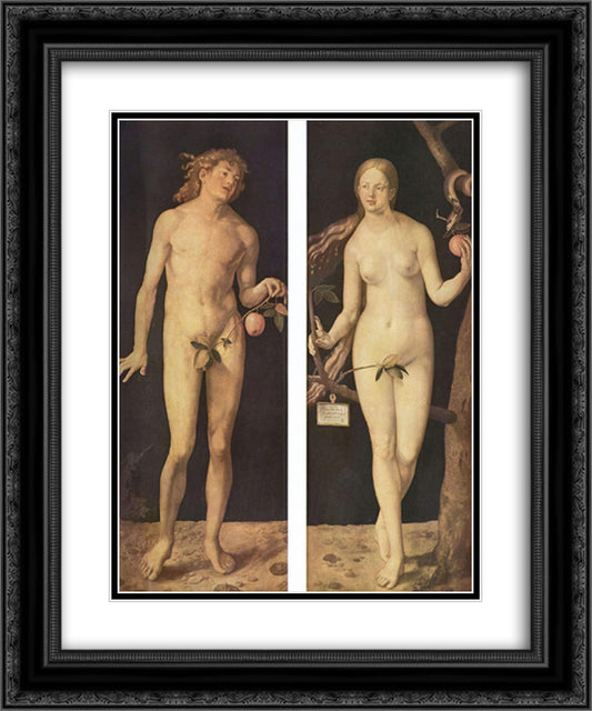 Adam and Eve  20x24 Black Ornate Wood Framed Art Print Poster with Double Matting by Durer, Albrecht