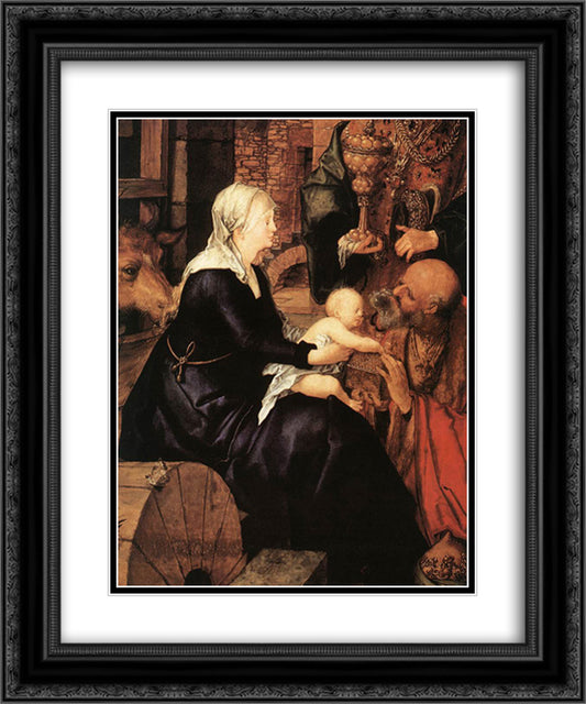 Adoration(fragment) 20x24 Black Ornate Wood Framed Art Print Poster with Double Matting by Durer, Albrecht