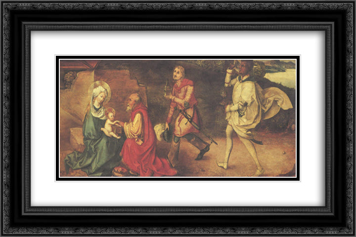 Adoration of kings  24x16 Black Ornate Wood Framed Art Print Poster with Double Matting by Durer, Albrecht