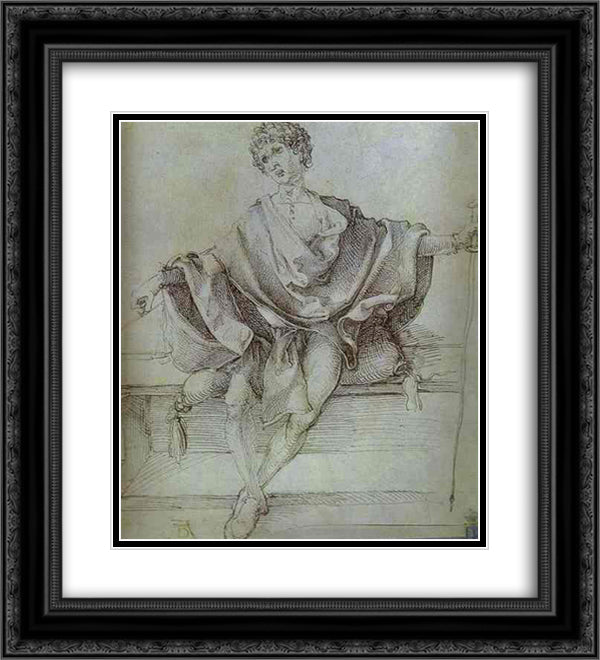 Allegory of Justice 20x22 Black Ornate Wood Framed Art Print Poster with Double Matting by Durer, Albrecht