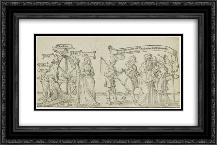 Allegory on Social Injustice 24x16 Black Ornate Wood Framed Art Print Poster with Double Matting by Durer, Albrecht