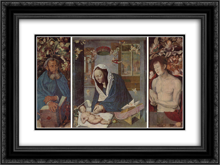 Altar, medium and image wing, overall view  24x18 Black Ornate Wood Framed Art Print Poster with Double Matting by Durer, Albrecht