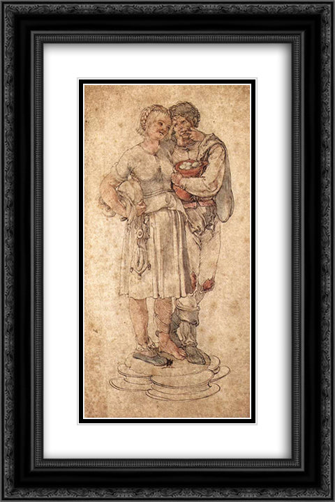 Amorous Peasants 16x24 Black Ornate Wood Framed Art Print Poster with Double Matting by Durer, Albrecht