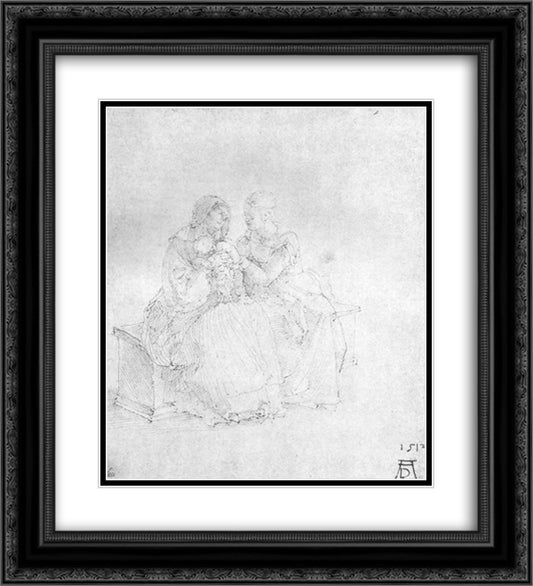 Anna selbdritt 20x22 Black Ornate Wood Framed Art Print Poster with Double Matting by Durer, Albrecht