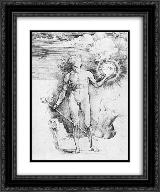 Apollo with the Solar Disc 20x24 Black Ornate Wood Framed Art Print Poster with Double Matting by Durer, Albrecht