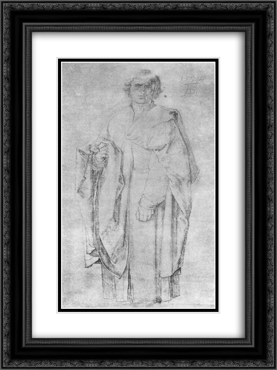 Apostle 18x24 Black Ornate Wood Framed Art Print Poster with Double Matting by Durer, Albrecht
