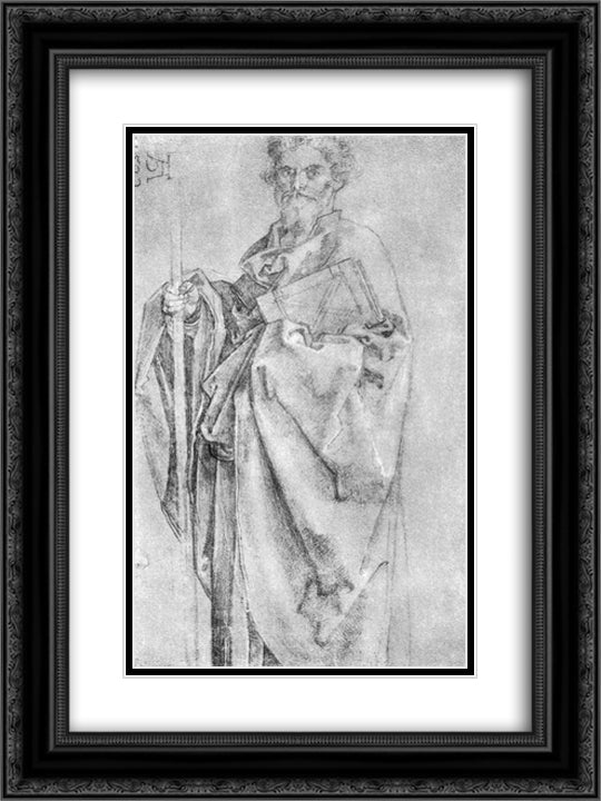 Apostle Bartholomew 18x24 Black Ornate Wood Framed Art Print Poster with Double Matting by Durer, Albrecht