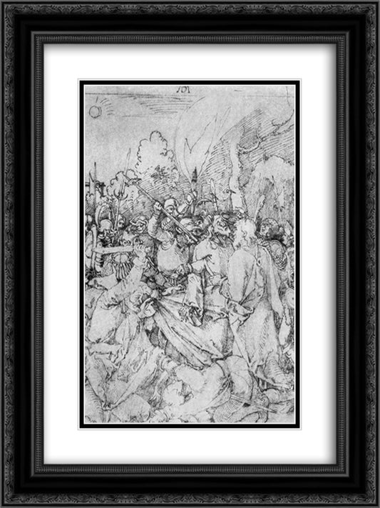 Arrest of Christ  18x24 Black Ornate Wood Framed Art Print Poster with Double Matting by Durer, Albrecht