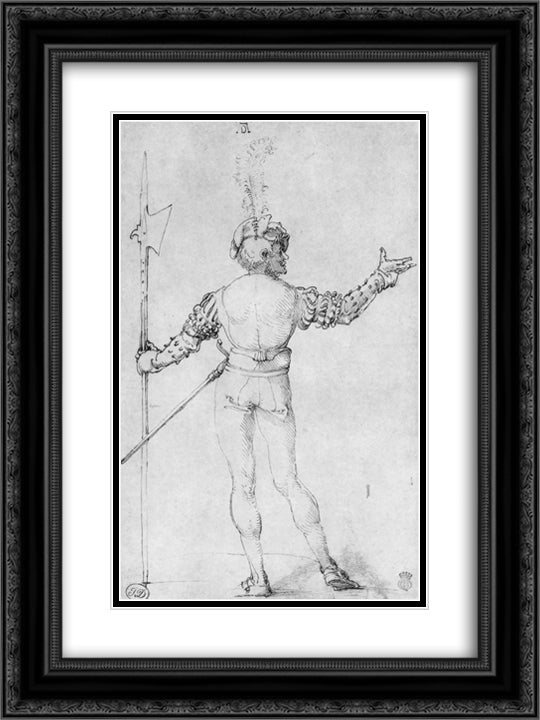 Back figure 18x24 Black Ornate Wood Framed Art Print Poster with Double Matting by Durer, Albrecht