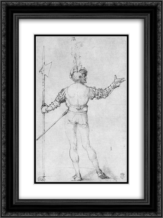 Back figure 18x24 Black Ornate Wood Framed Art Print Poster with Double Matting by Durer, Albrecht