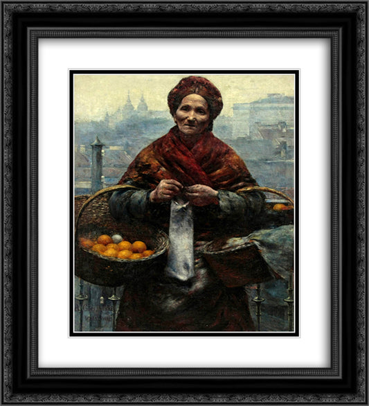 Jewish woman selling oranges 20x22 Black Ornate Wood Framed Art Print Poster with Double Matting by Gierymski, Aleksander