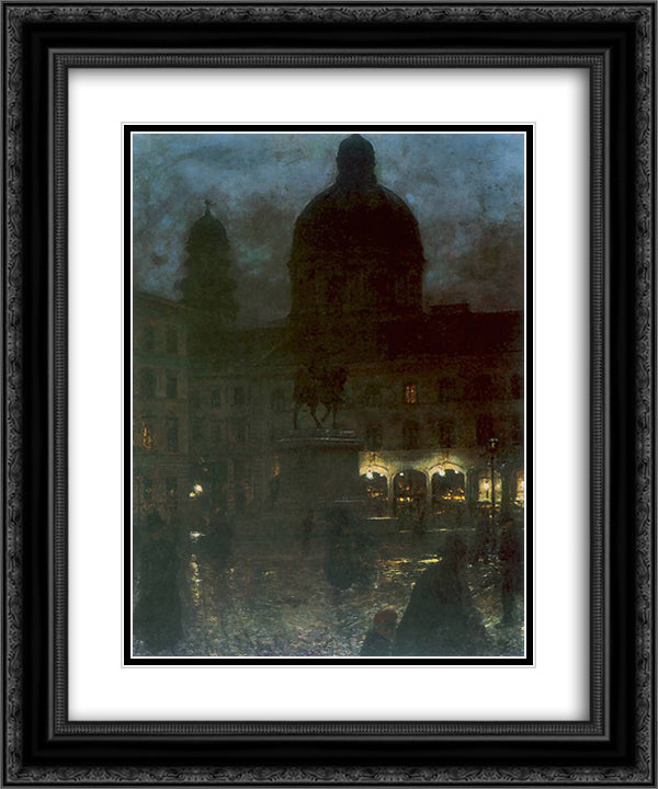 Plac Wittelsbachow w Monachium 20x24 Black Ornate Wood Framed Art Print Poster with Double Matting by Gierymski, Aleksander