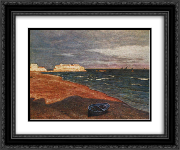 The Sea 24x20 Black Ornate Wood Framed Art Print Poster with Double Matting by Gierymski, Aleksander