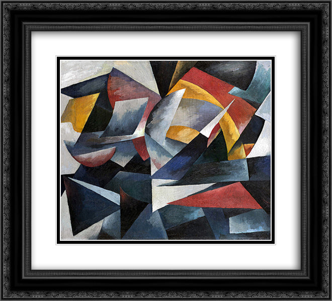 Futuristic composition 22x20 Black Ornate Wood Framed Art Print Poster with Double Matting by Ekster, Aleksandra