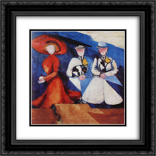 Three Female Figures 20x20 Black Ornate Wood Framed Art Print Poster with Double Matting by Ekster, Aleksandra